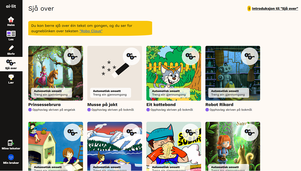 Sjå over tekstar i ailit